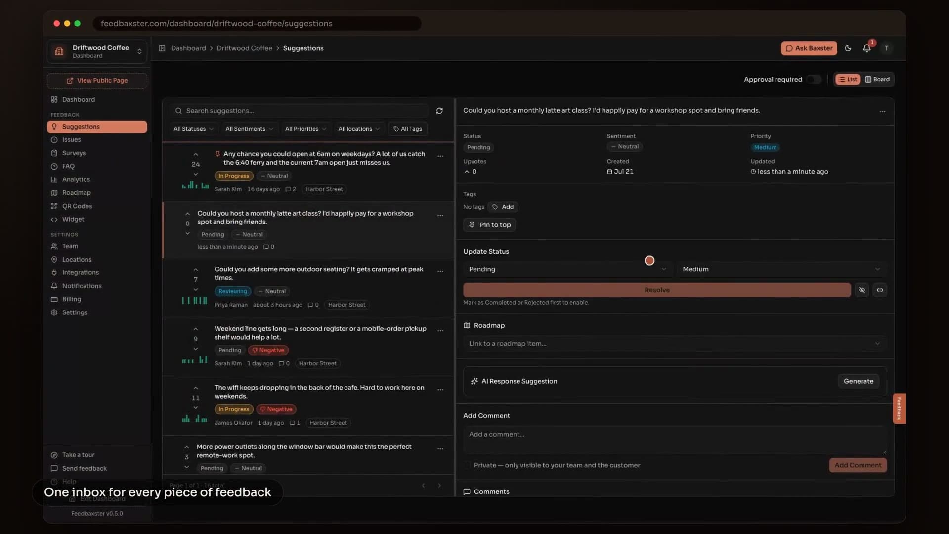 Feedbaxster platform demo video